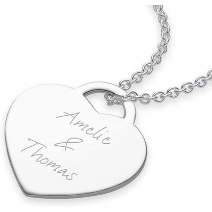 AMOONIC Herzkette "True Words" Kette mit Herz-Gravurplatte - Anhänger mit individueller Gravur