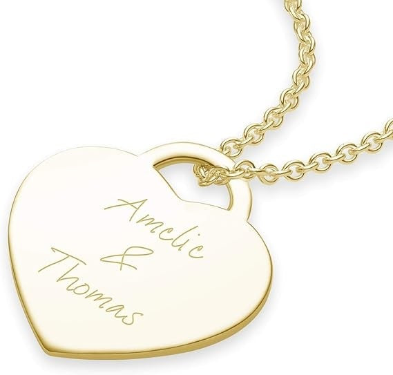 AMOONIC Herzkette "True Words" Kette mit Herz-Gravurplatte - Anhänger mit individueller Gravur