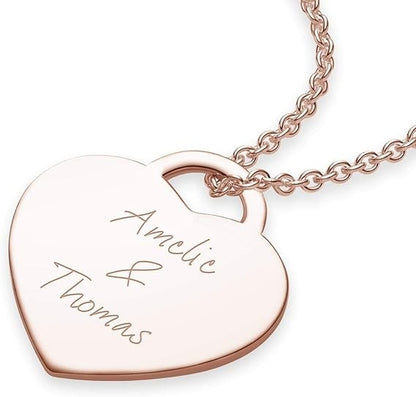 AMOONIC Herzkette "True Words" Kette mit Herz-Gravurplatte - Anhänger mit individueller Gravur