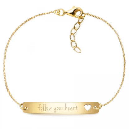 Armband mit Gravur "follow your heart" - 925 Sterlingsilber | Rückseite individuell gravierbar