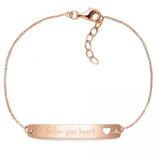 Armband mit Gravur "follow your heart" - 925 Sterlingsilber | Rückseite individuell gravierbar