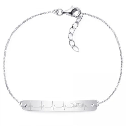 Armband Herzschlag "Mit Deinem Text" - 925 Sterlingsilber