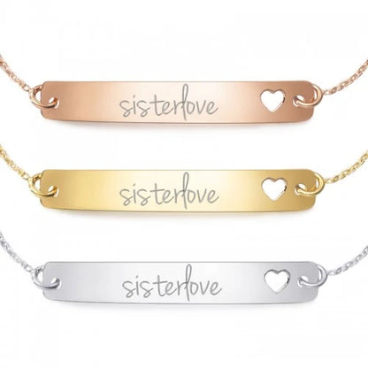 Armband mit Gravur "sisterlove" - 925 Sterlingsilber | Rückseite individuell gravierbar