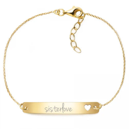 Armband mit Gravur "sisterlove" - 925 Sterlingsilber | Rückseite individuell gravierbar