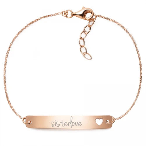 Armband mit Gravur "sisterlove" - 925 Sterlingsilber | Rückseite individuell gravierbar