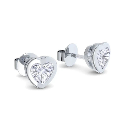 AMOONIC Ohrstecker "Bright Hearts" Herz Ohrringe mit 2 Zirkonia Steinen in Herzform