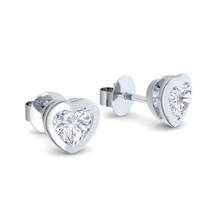 AMOONIC Ohrstecker "Bright Hearts" Herz Ohrringe mit 2 Zirkonia Steinen in Herzform