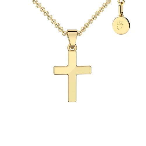 AMOONIC Kreuz Kette "Hope" Kreuzanhänger in 333 Gelbgold - Kinder-Schmuck (individuell anpassbare Halskettenlänge)