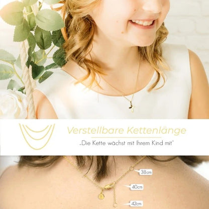 AMOONIC Kreuz Kette "Hope" Kreuzanhänger in 333 Gelbgold - Kinder-Schmuck (individuell anpassbare Halskettenlänge)