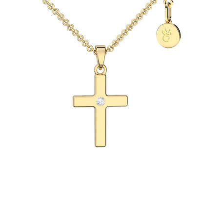 AMOONIC Kreuz Kette "Receive" Kreuzanhänger mit Zirkonia Stein - Kinder-Schmuck (individuell anpassbare Halskettenlänge)