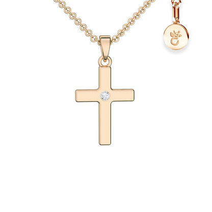 AMOONIC Kreuz Kette "Receive" Kreuzanhänger mit Zirkonia Stein - Kinder-Schmuck (individuell anpassbare Halskettenlänge)