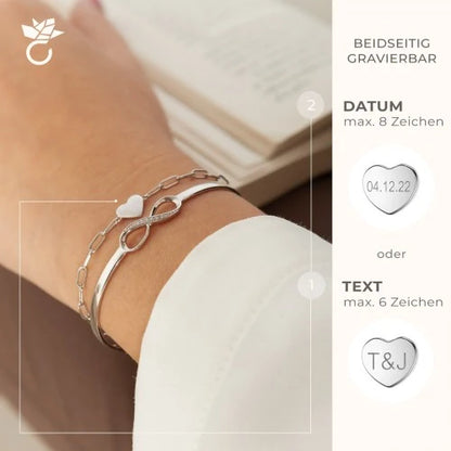 AMOONIC Infinity Armband "Only you" mit Zirkonia - gravierbares Infinity-Herz-Armband