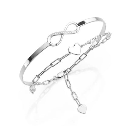 AMOONIC Infinity Armband "Only you" mit Zirkonia - gravierbares Infinity-Herz-Armband