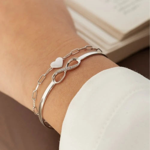 AMOONIC Infinity Armband "Only you" mit Zirkonia - gravierbares Infinity-Herz-Armband