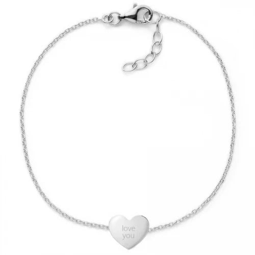 Herzarmband mit Gravur "Love You" | 925 Sterlingsilber