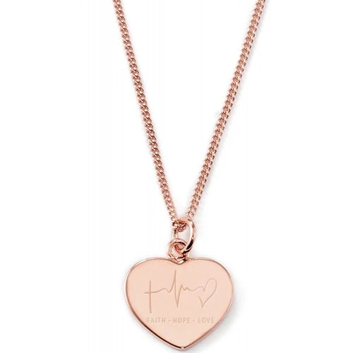 Gravierbare Herzkette "Faith. Hope. Love"