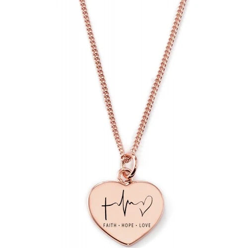 Gravierbare Herzkette "Faith. Hope. Love"