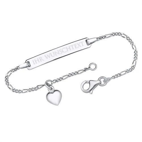 Armband 925 Silber mit Herzanhänger und Gravur