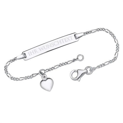 Armband 925 Silber mit Herzanhänger und Gravur