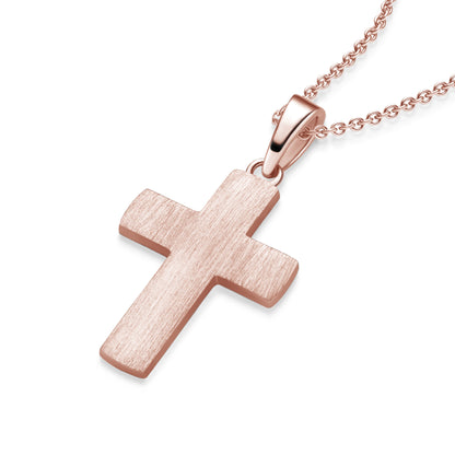 AMOONIC Kreuz Kette "Faith" schlichter gravierbarer Kreuzanhänger - Kinder-Schmuck (individuell anpassbare Halskettenlänge)