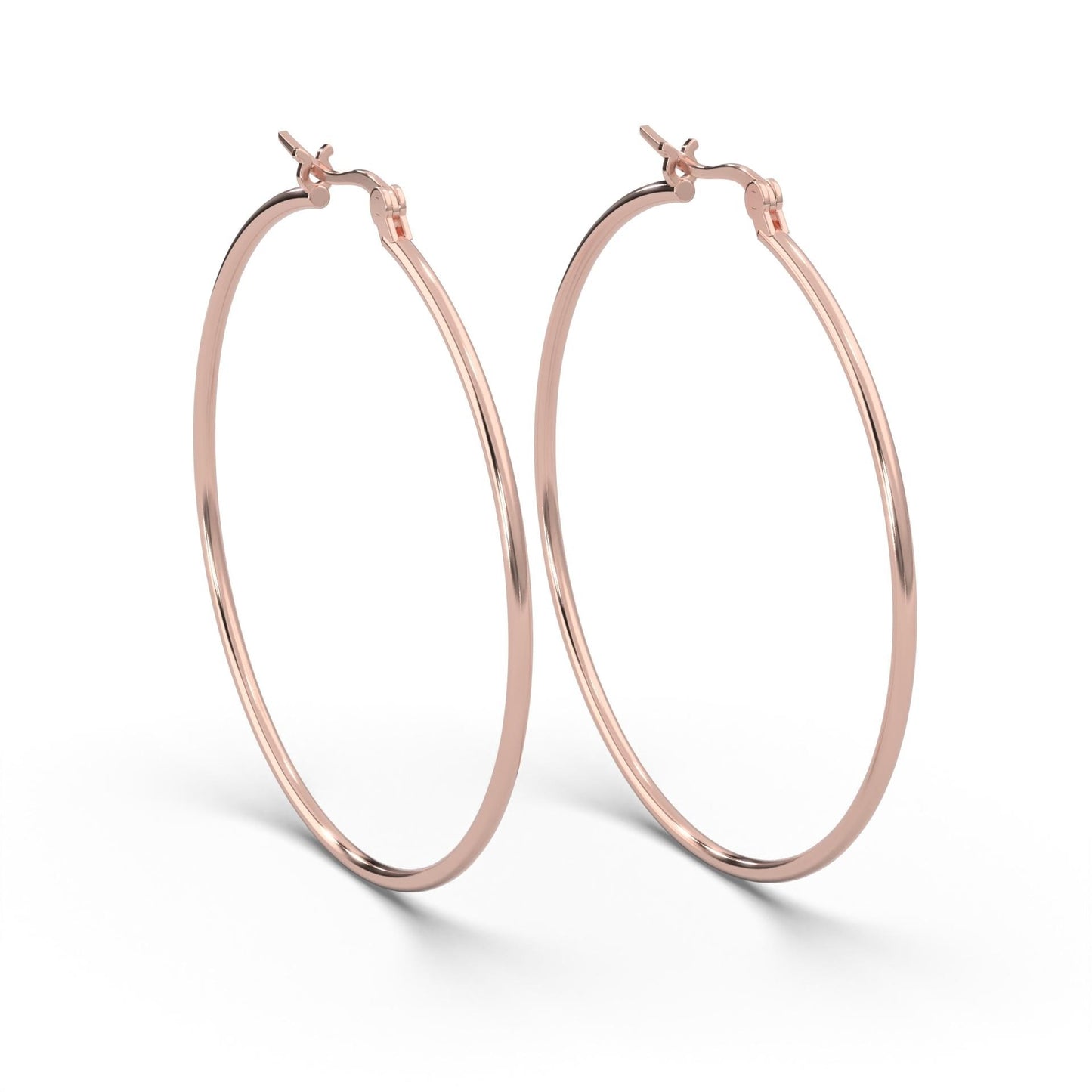 AMOONIC Hoops Creolen "Ella" 60 mm Kreolen mit stabilen Gelenkverschluss - Large