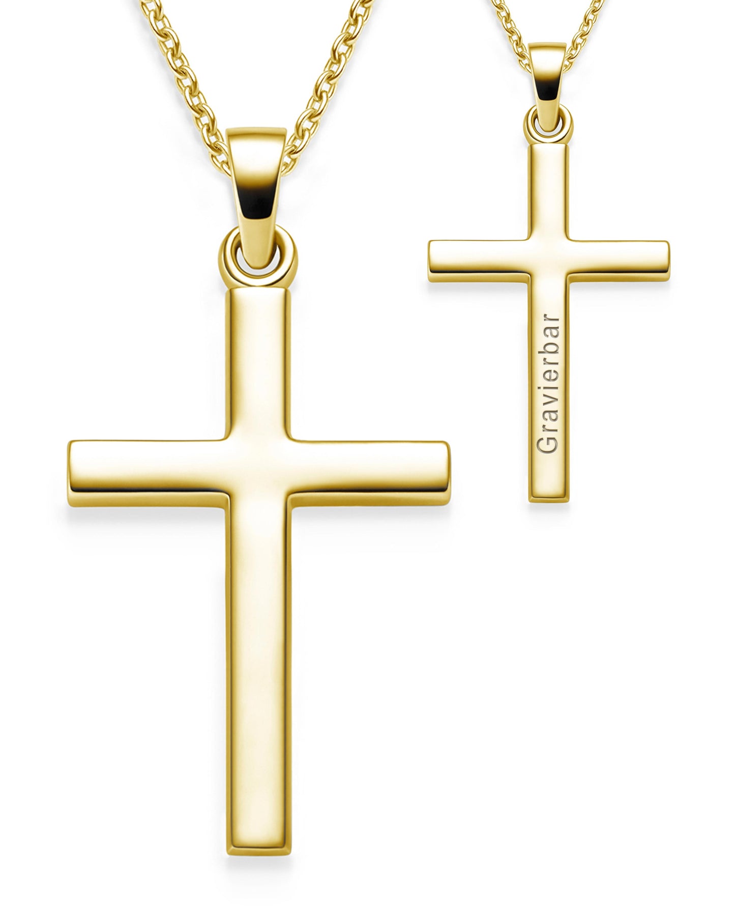 AMOONIC Kreuz Kette "Honesty" individuell gravierbarer Kreuzanhänger - Kinder-Schmuck (individuell anpassbare Halskettenlänge)