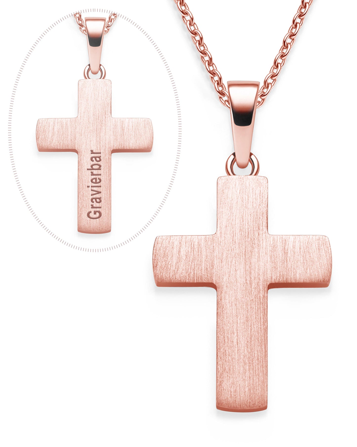 AMOONIC Kreuz Kette "Faith" schlichter gravierbarer Kreuzanhänger - Kinder-Schmuck (individuell anpassbare Halskettenlänge)