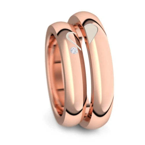 AMOONIC Eheringe "Devotion" Paarringe (Ring-Set) romantisch mit Herzhälften und Zirkonia - Material frei wählbar