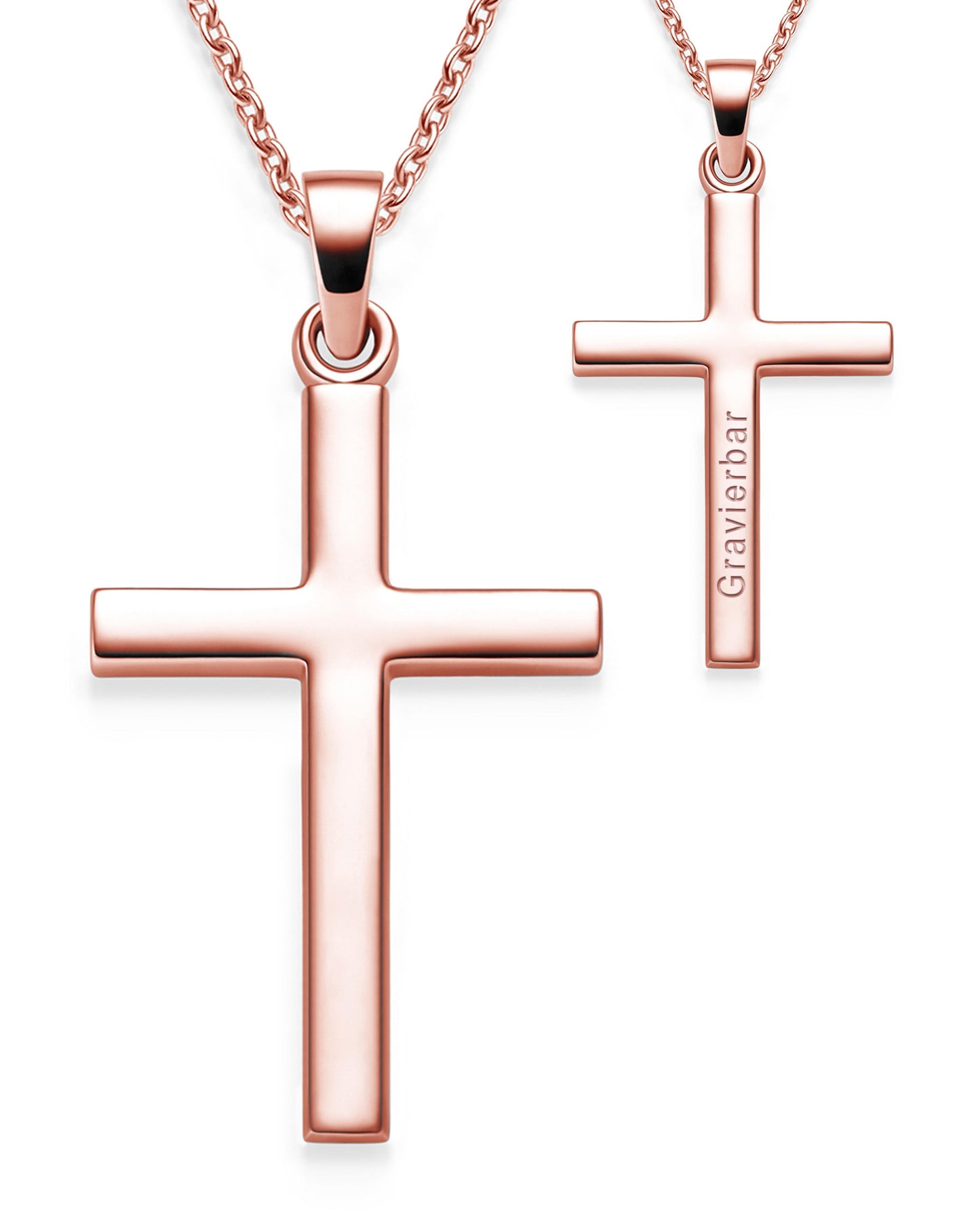 AMOONIC Kreuz Kette "Honesty" individuell gravierbarer Kreuzanhänger - Kinder-Schmuck (individuell anpassbare Halskettenlänge)