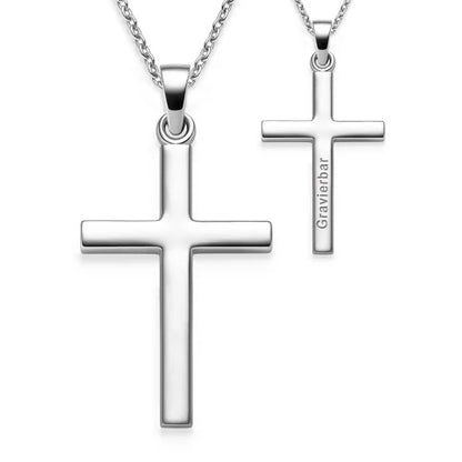 AMOONIC Kreuz Kette "Honesty" individuell gravierbarer Kreuzanhänger - Kinder-Schmuck (individuell anpassbare Halskettenlänge)