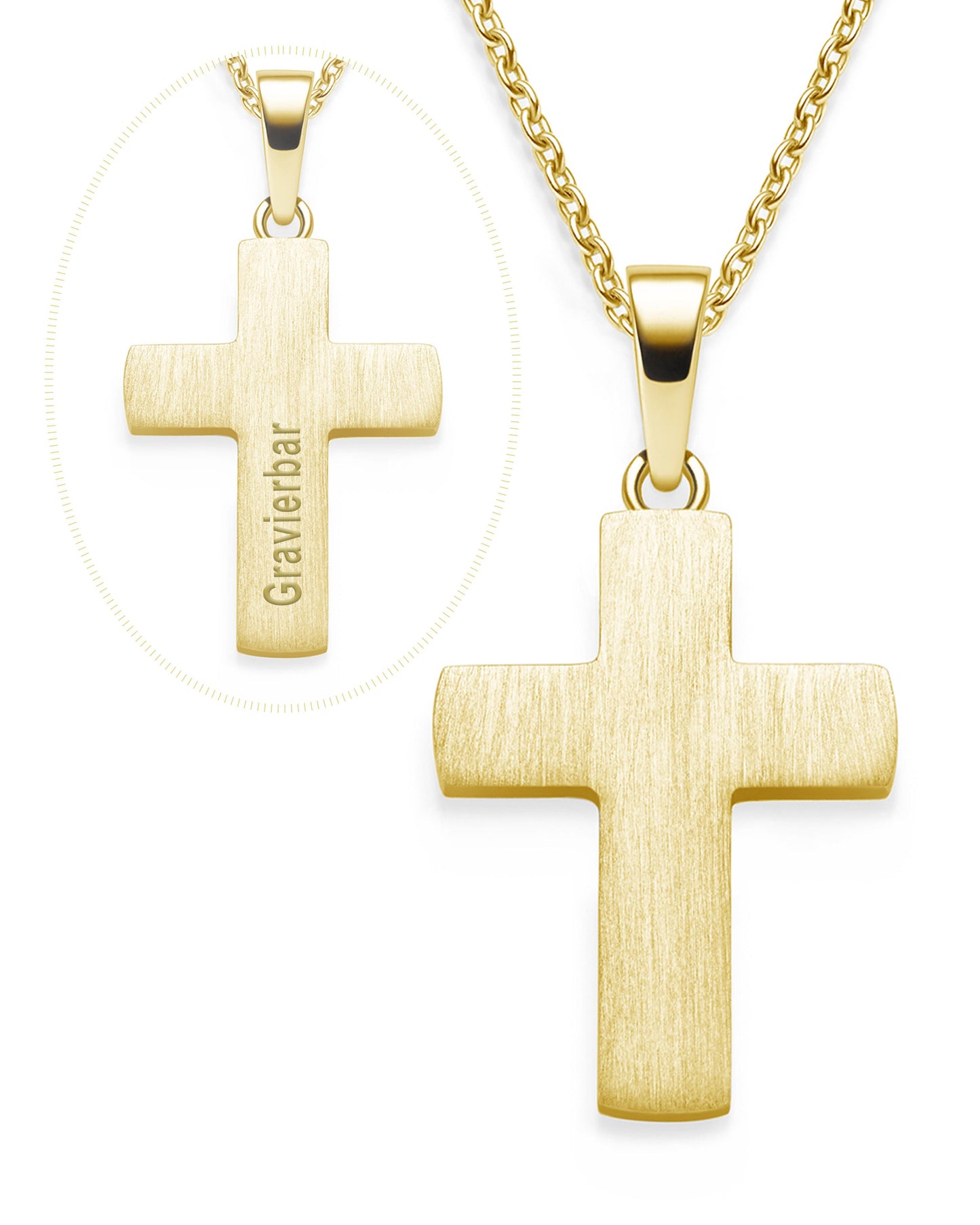 AMOONIC Kreuz Kette "Faith" schlichter gravierbarer Kreuzanhänger - Kinder-Schmuck (individuell anpassbare Halskettenlänge)