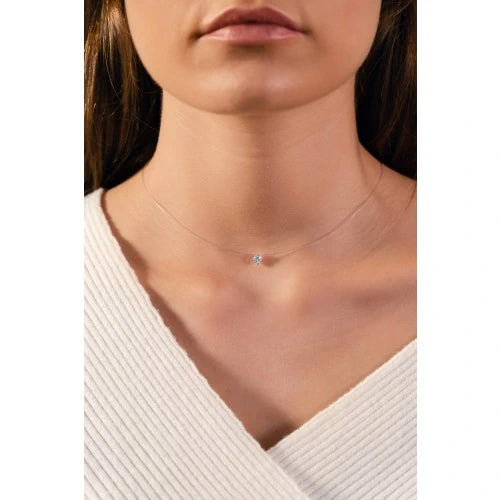 Choker Brilliance mit schwebendem Zirkoniastein - 925 Sterlingsilber