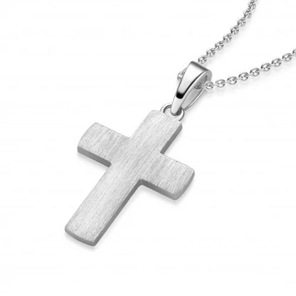 AMOONIC Kreuz Kette "Faith" schlichter gravierbarer Kreuzanhänger - Kinder-Schmuck (individuell anpassbare Halskettenlänge)